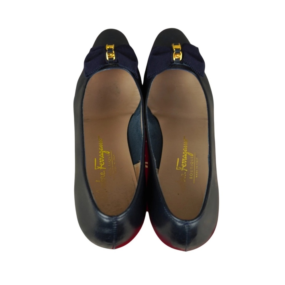 Salvatore Ferragamo Blue Patent Leather Vara Bow Heels Sz 9.5 A2 Made In Italy - Picture 5 of 15